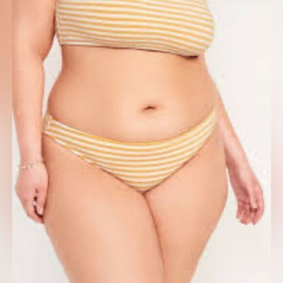 NWT Old Navy Plus Size Orange Striped Terry Classic Low Rise Bikini Bottom - 4XL - Picture 1 of 9